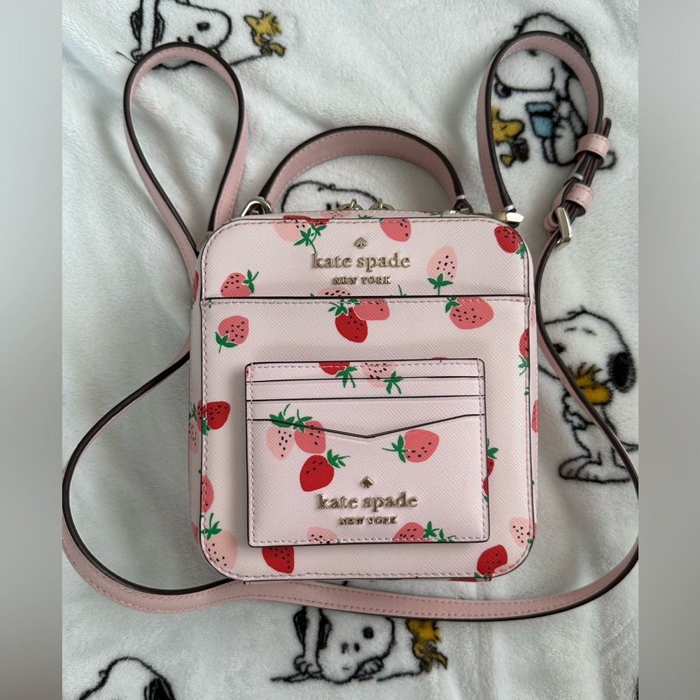 Kate Spade Strawberries Vanity Crossbody Bag Purse + Card Holder